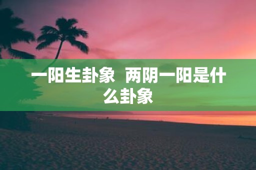一阳生卦象 两阴一阳是什么卦象