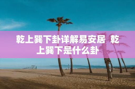 乾上巽下卦详解易安居 乾上巽下是什么卦