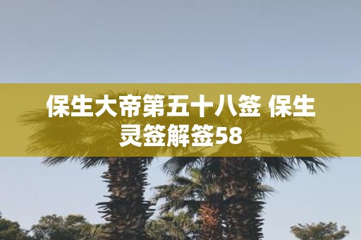 保生大帝第五十八签 保生灵签解签58