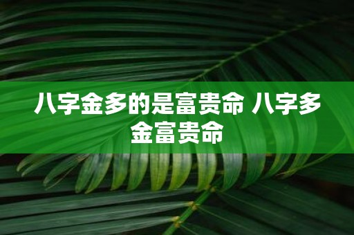 八字金多的是富贵命 八字多金富贵命
