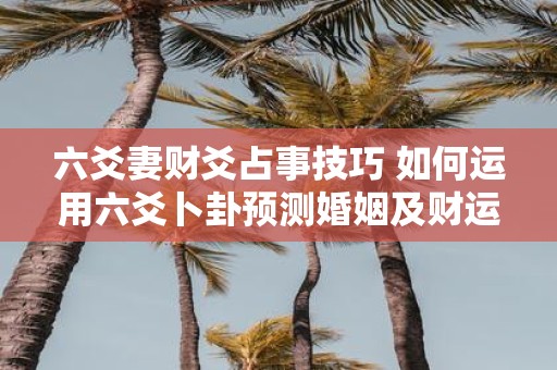 六爻妻财爻占事技巧 如何运用六爻卜卦预测婚姻及财运