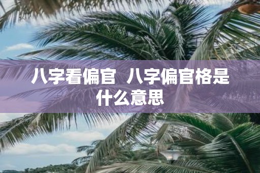 八字看偏官 八字偏官格是什么意思