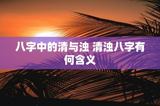 八字中的清与浊 清浊八字有何含义