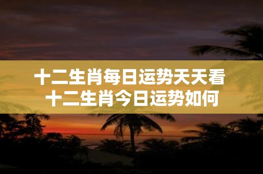 十二生肖每日运势天天看 十二生肖今日运势如何