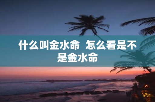 什么叫金水命 怎么看是不是金水命