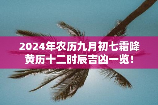 2025年农历九月初七霜降黄历十二时辰吉凶一览！