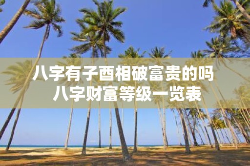 八字有子酉相破富贵的吗 八字财富等级一览表