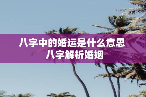 八字中的婚运是什么意思 八字解析婚姻