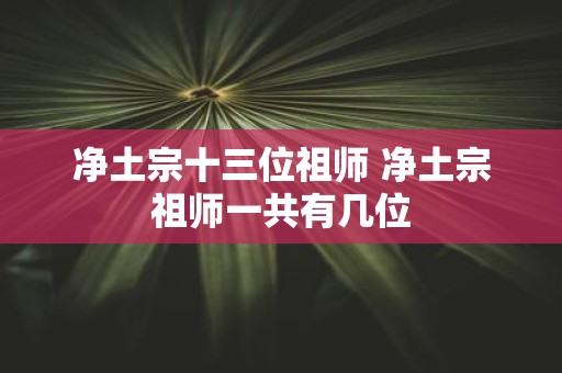 净土宗十三位祖师 净土宗祖师一共有几位