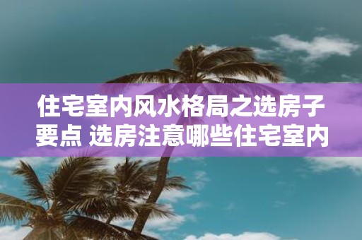 住宅室内风水格局之选房子要点 选房注意哪些住宅室内风水格局