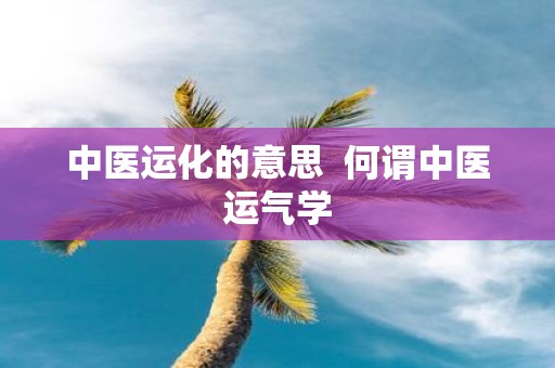 中医运化的意思 何谓中医运气学