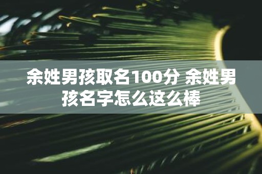 余姓男孩取名100分 余姓男孩名字怎么这么棒