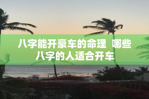 八字能开豪车的命理  哪些八字的人适合开车