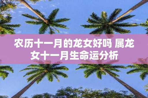 农历十一月的龙女好吗 属龙女十一月生命运分析
