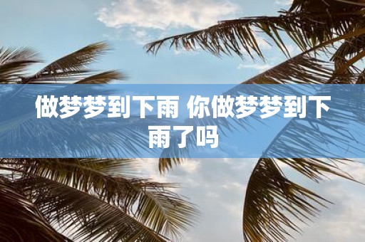 做梦梦到下雨 你做梦梦到下雨了吗