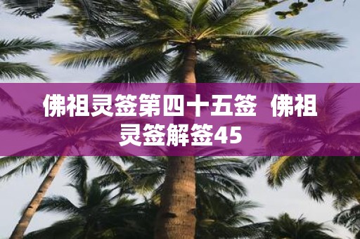佛祖灵签第四十五签 佛祖灵签解签45