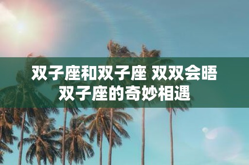 双子座和双子座 双双会晤双子座的奇妙相遇