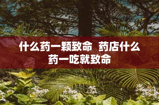 什么药一颗致命 药店什么药一吃就致命