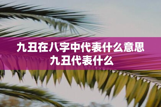 九丑在八字中代表什么意思 九丑代表什么