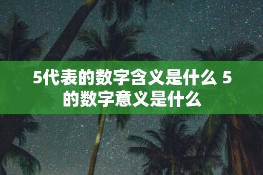 5代表的数字含义是什么 5的数字意义是什么