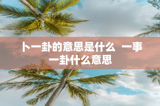 卜一卦的意思是什么 一事一卦什么意思