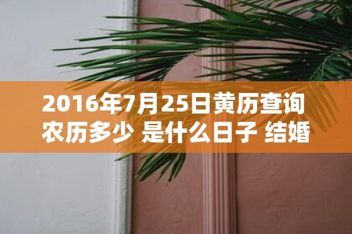 2016年7月25日黄历查询 农历多少 是什么日子 结婚吉时