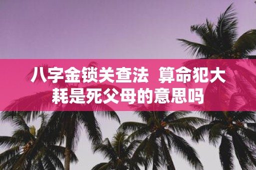 八字金锁关查法 算命犯大耗是死父母的意思吗