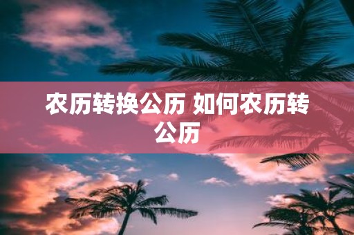农历转换公历 如何农历转公历