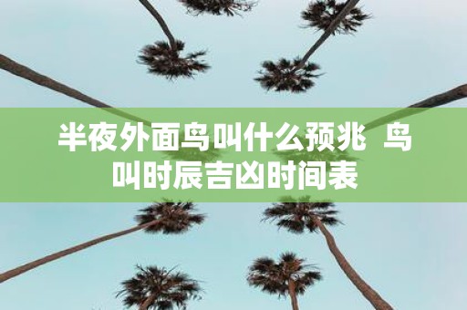 半夜外面鸟叫什么预兆 鸟叫时辰吉凶时间表
