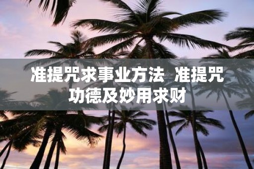 准提咒求事业方法 准提咒功德及妙用求财