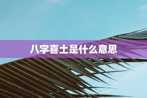 八字喜土是什么意思