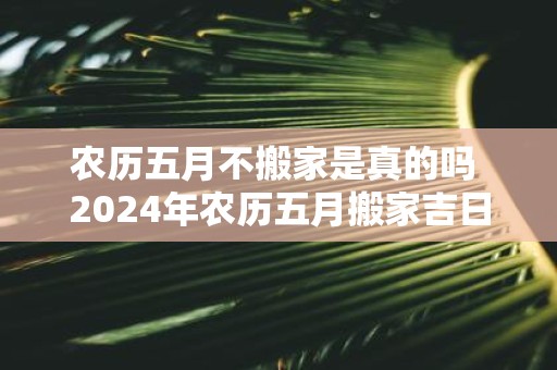 农历五月不搬家是真的吗 2025年农历五月搬家吉日查询
