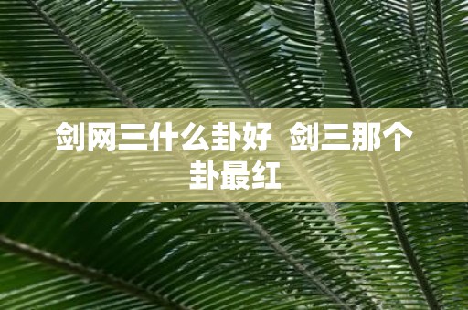 剑网三什么卦好 剑三那个卦最红