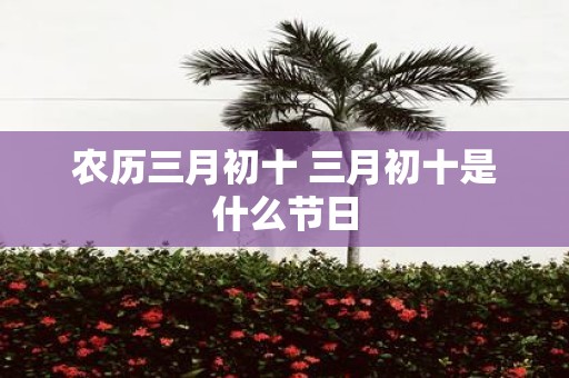 农历三月初十 三月初十是什么节日