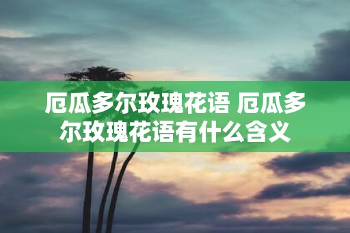 厄瓜多尔玫瑰花语 厄瓜多尔玫瑰花语有什么含义