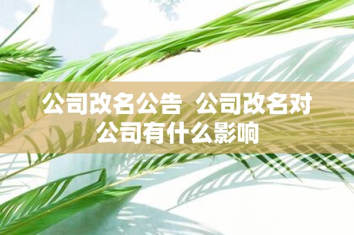 公司改名公告 公司改名对公司有什么影响