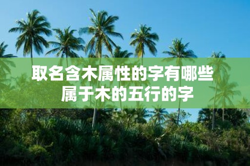 取名含木属性的字有哪些 属于木的五行的字