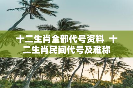 十二生肖全部代号资料 十二生肖民间代号及雅称