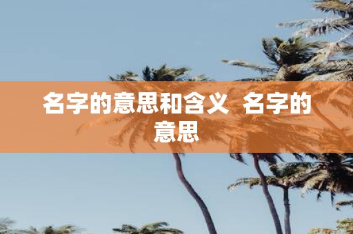 名字的意思和含义 名字的意思