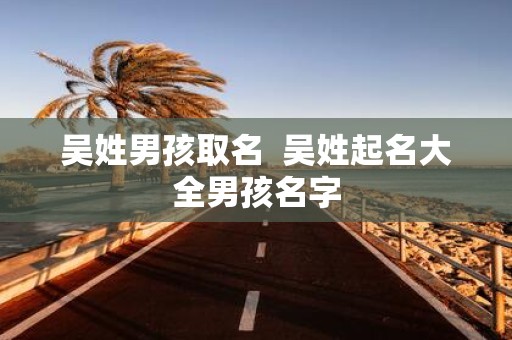 吴姓男孩取名 吴姓起名大全男孩名字