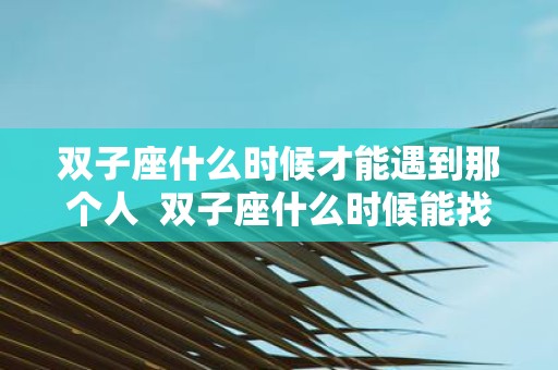 双子座什么时候才能遇到那个人 双子座什么时候能找到对象