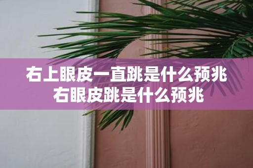 右上眼皮一直跳是什么预兆 右眼皮跳是什么预兆