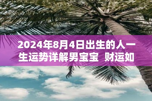 2025年8月4日出生的人一生运势详解男宝宝 财运如何