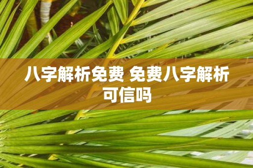 八字解析免费 免费八字解析可信吗