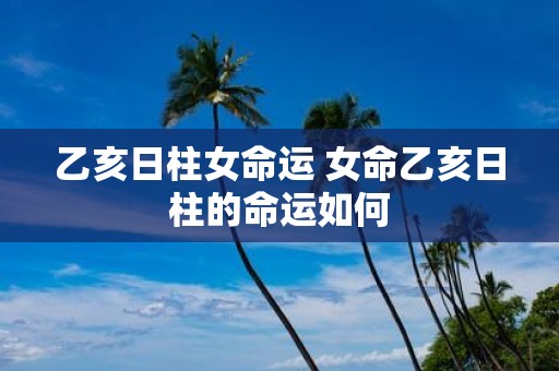 乙亥日柱女命运 女命乙亥日柱的命运如何