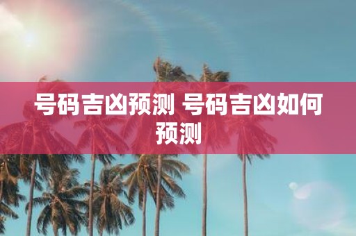 号码吉凶预测 号码吉凶如何预测