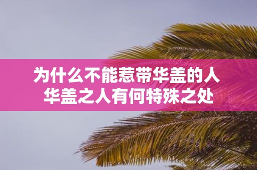 为什么不能惹带华盖的人 华盖之人有何特殊之处