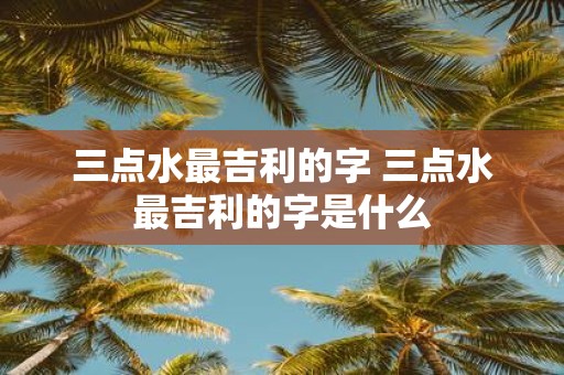 三点水最吉利的字 三点水最吉利的字是什么