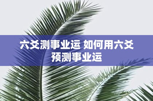 六爻测事业运 如何用六爻预测事业运
