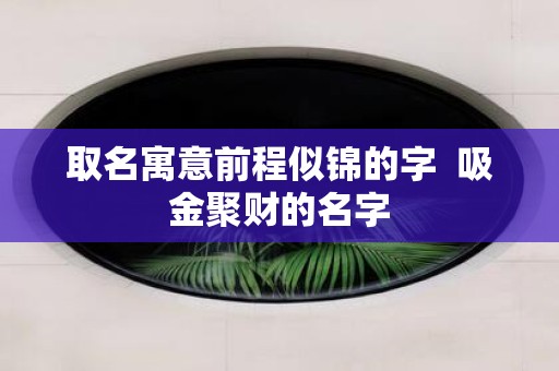 取名寓意前程似锦的字 吸金聚财的名字